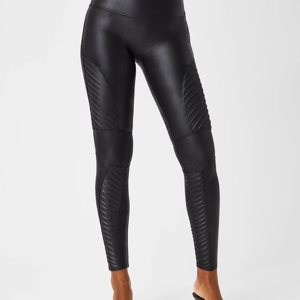 SPANX Faux Leather Motto Leggings